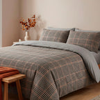 Duvet Cover + Pillowcase Cotton Satin - Prince Of Wales - Brown