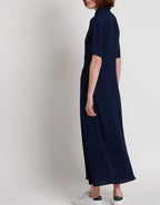 Vestido Camisero Largo Mangas Cortas - Marino - Mujer