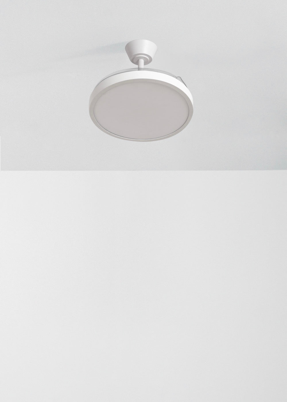Wind Clear Studio - Ventilador de techo silencioso de 40 W con aspas retráctiles y luz LED - Blanco