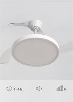 Wind Clear Studio - Ventilador de techo silencioso de 40 W con aspas retráctiles y luz LED - Blanco