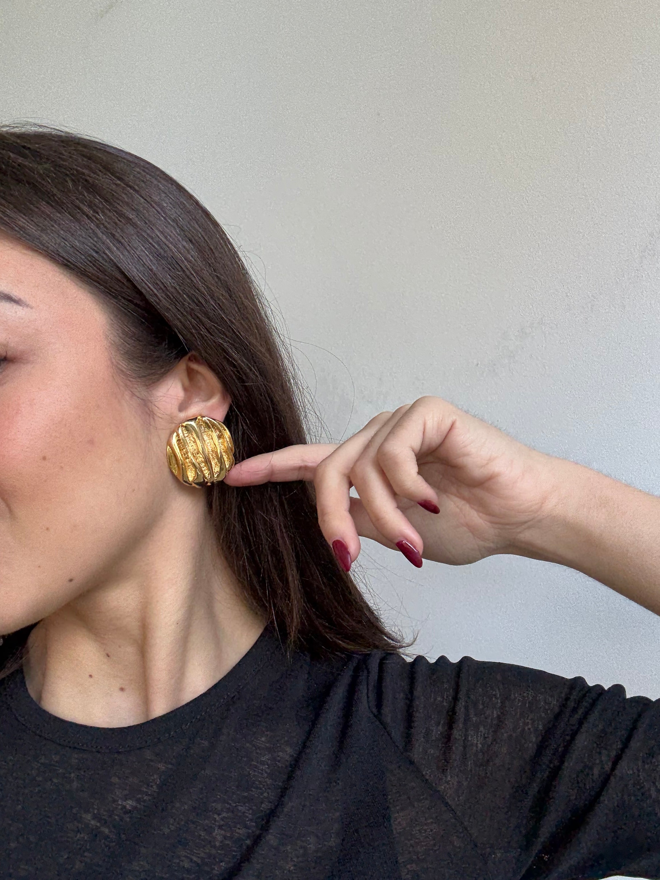 Boucles D’Oreilles Vintage - Rondes Dorées Texturées