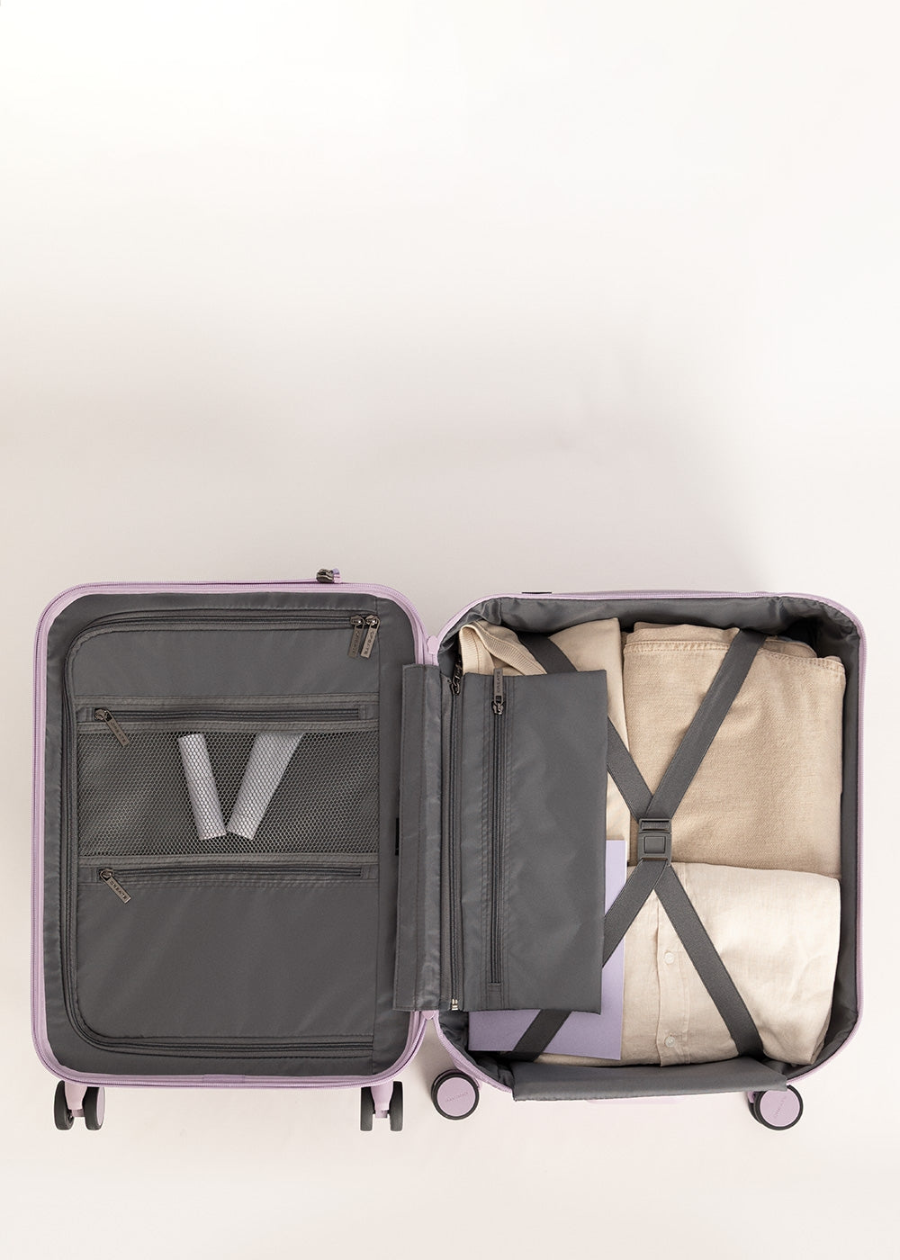 Luggage Studio Foldable - Maleta de Cabina Rígida Plegable de Policarbonato con Cerradura TSA y Ruedas Multidireccionales - Lavanda