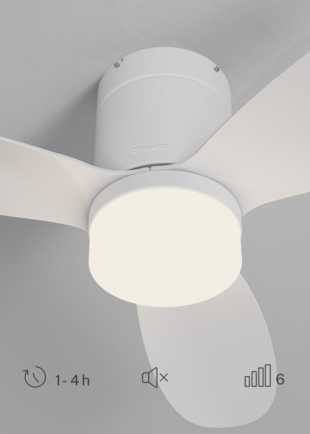 Wind Lite M - Ventilateur De Plafond Silencieux Intérieur & Extérieur - Avec Lumière & Télécommande - Blanc