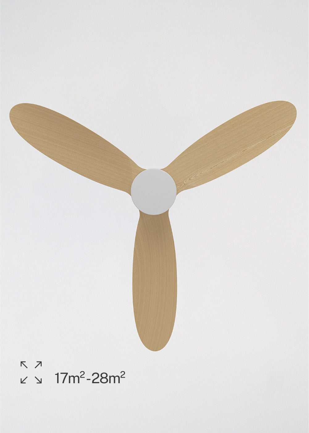 Wind Lite M - Ventilateur De Plafond Silencieux Intérieur & Extérieur - Avec Lumière & WIFI + Télécommande - Blanc & Bois Clair