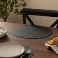 Purecotton - Set De Table Rond - Pvc - Noir