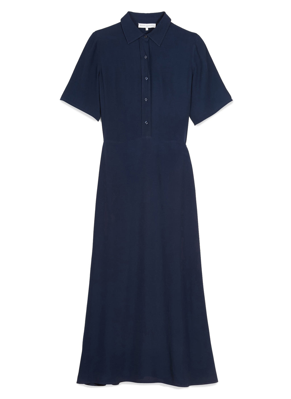 Vestido Camisero Largo Mangas Cortas - Marino - Mujer
