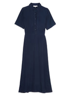 Vestido Camisero Largo Mangas Cortas - Marino - Mujer