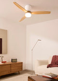 Wind Calm Concrete - Ventilador De Techo 40W Silencioso Ø132Cm 100% Madera Con Carcasa De Yeso Personalizable - Blanco# Gypsum Madera Natural# Con Luz# No# Wood