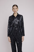 Chemise Imprimé Manches Longues - Stripe Burnout Noir
