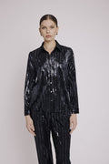 Berenice - Chemise Imprimé Manches Longues - Stripe Burnout Noir