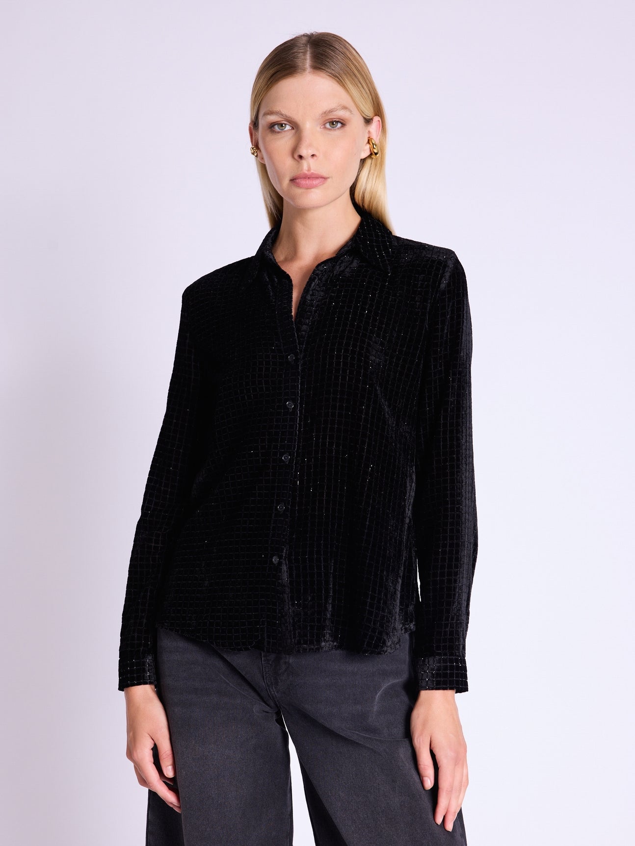 Berenice - Long-Sleeved Printed Shirt - Square Burnout Noir