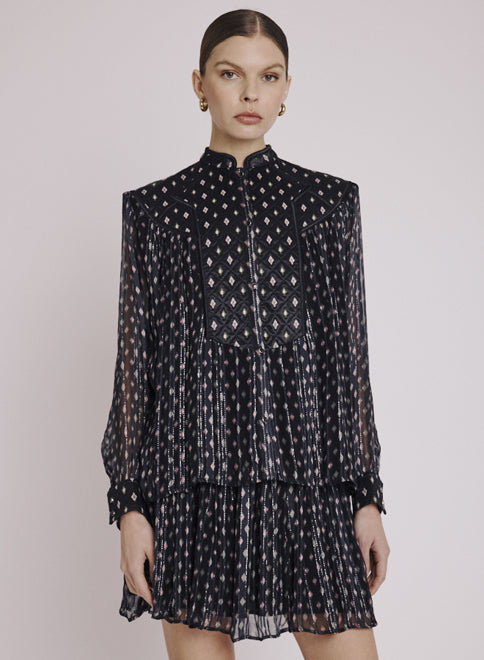 Matelasse Plastron Shirt - Losali Print
