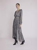 Berenice - Robe Longue Fronces Taille - Silver
