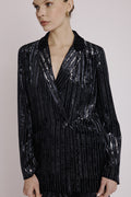 Veste Droite Poche Devant - Stripe Burnout Noir