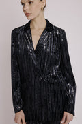 Straight Jacket with Front Pocket - Stripe Burnout Black