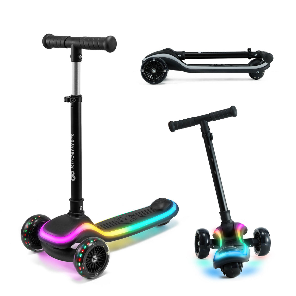 Raket Three-Wheel LED Scooter Black