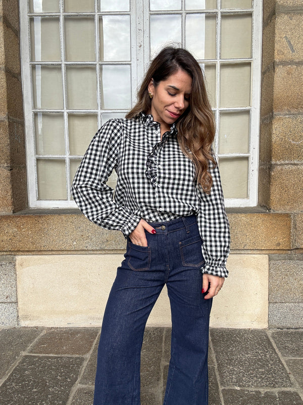 Blusa vichy negra Léonor