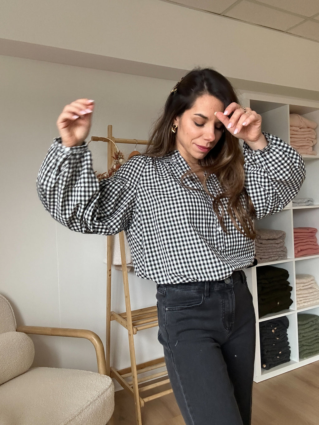 Blusa Vichy Negra Clothilde