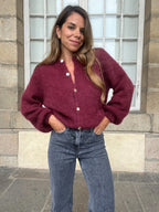 Prenda De Punto De Lana Bianca Burdeos