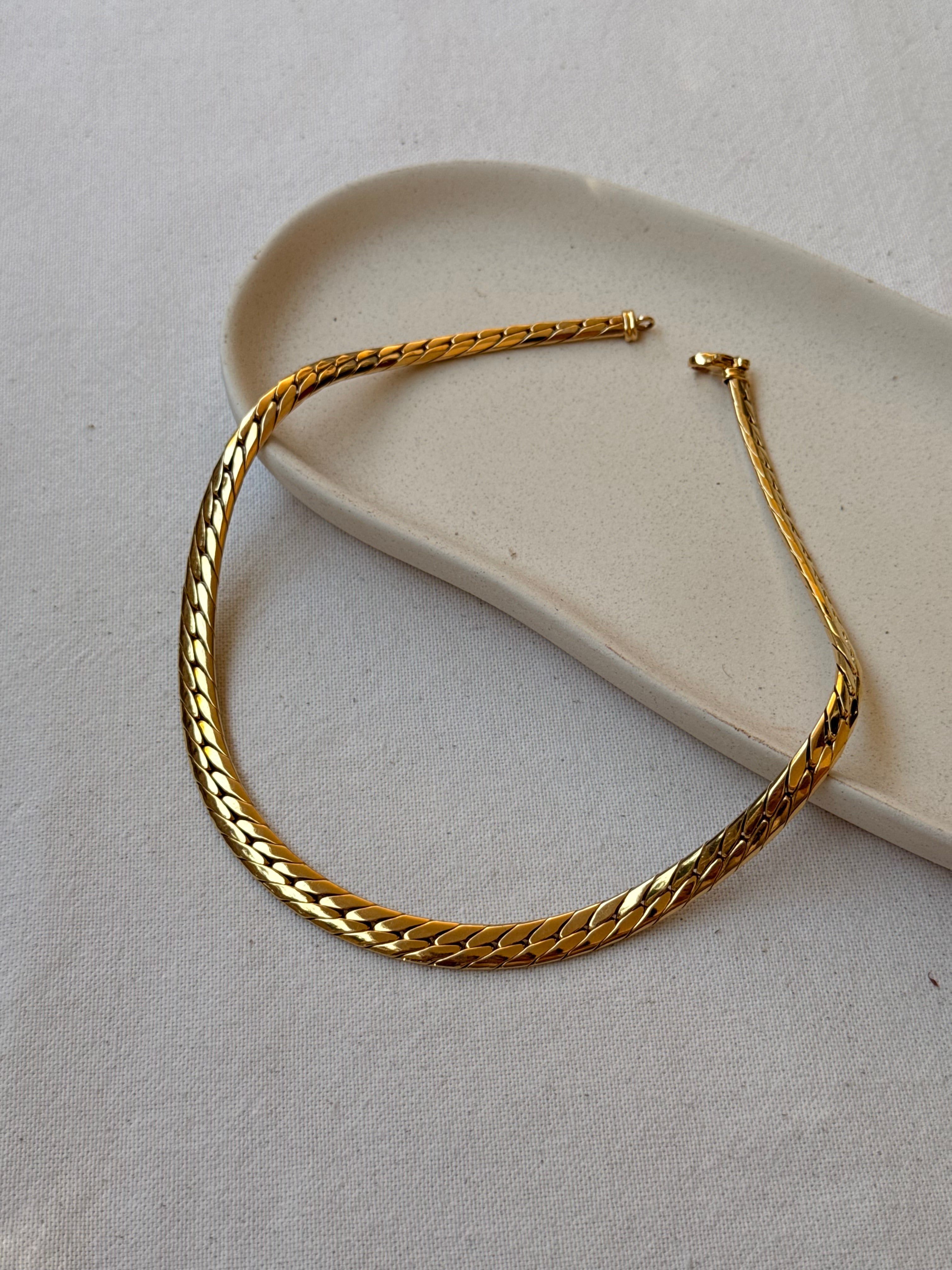 Collier Doré Vintage - Maille Gourmette Plate Dorée