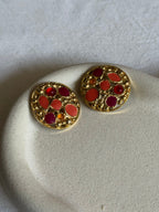 Vintage Earrings - Multicoloured Orange and Pink