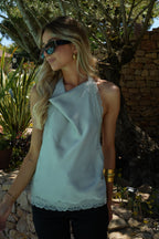 Top sin espalda Ariane - Verde agua