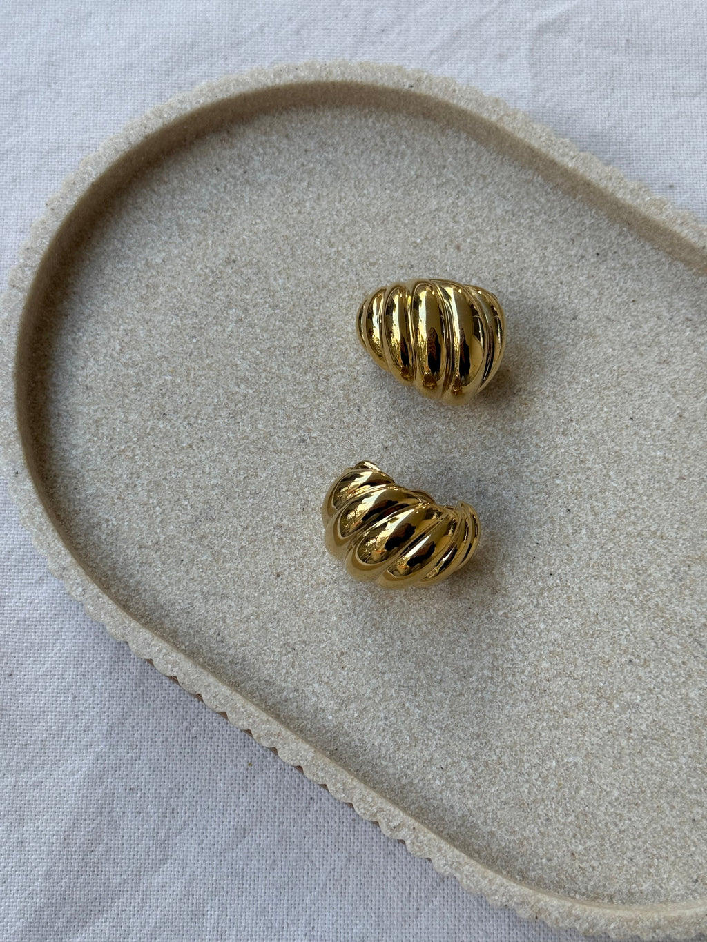 Vintage Earrings - Padded Twisted Gold