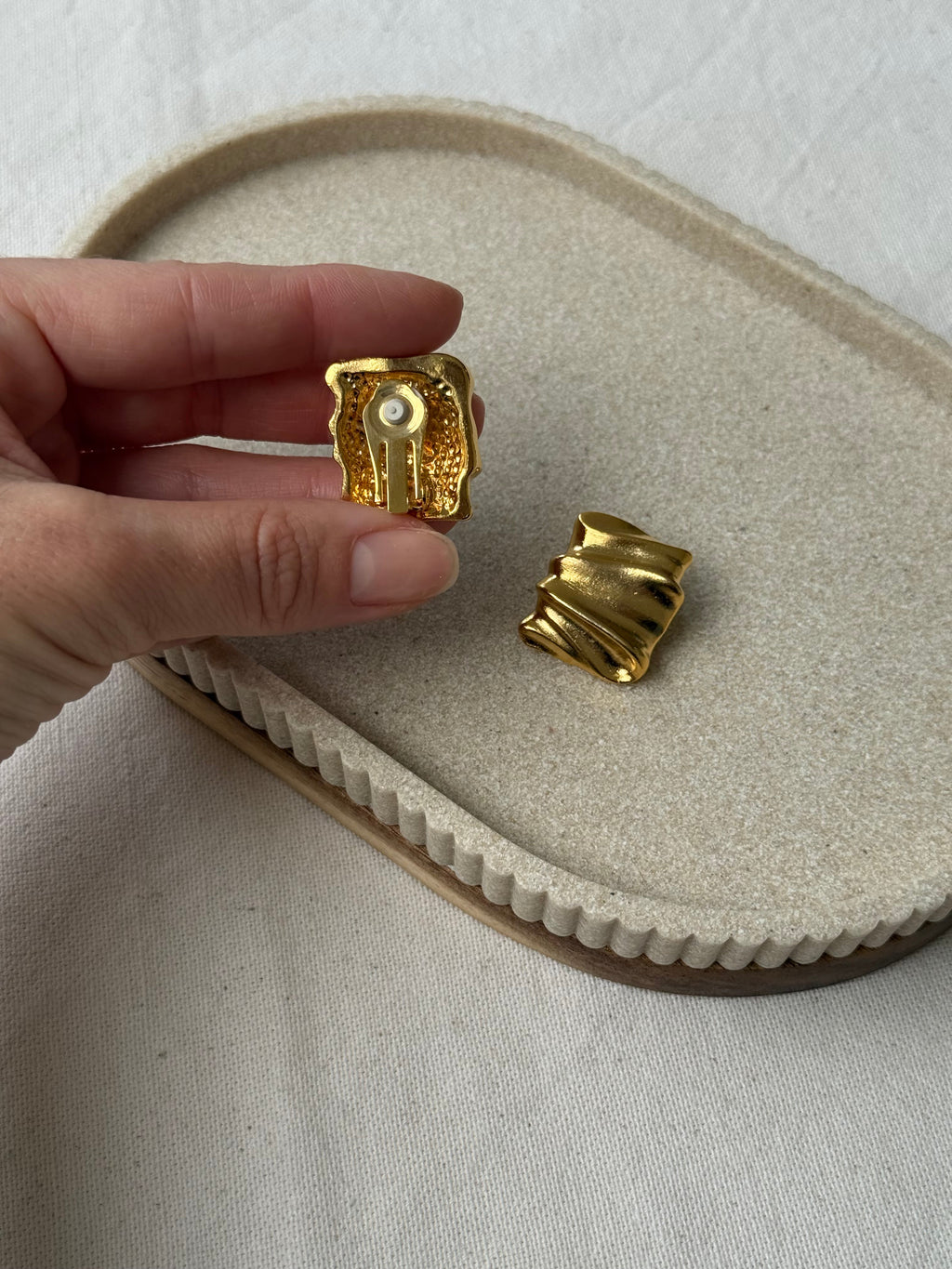 Vintage Earrings - Draped Gold-Tone