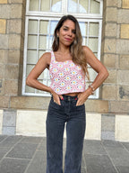 Pink Daisy Crochet Top