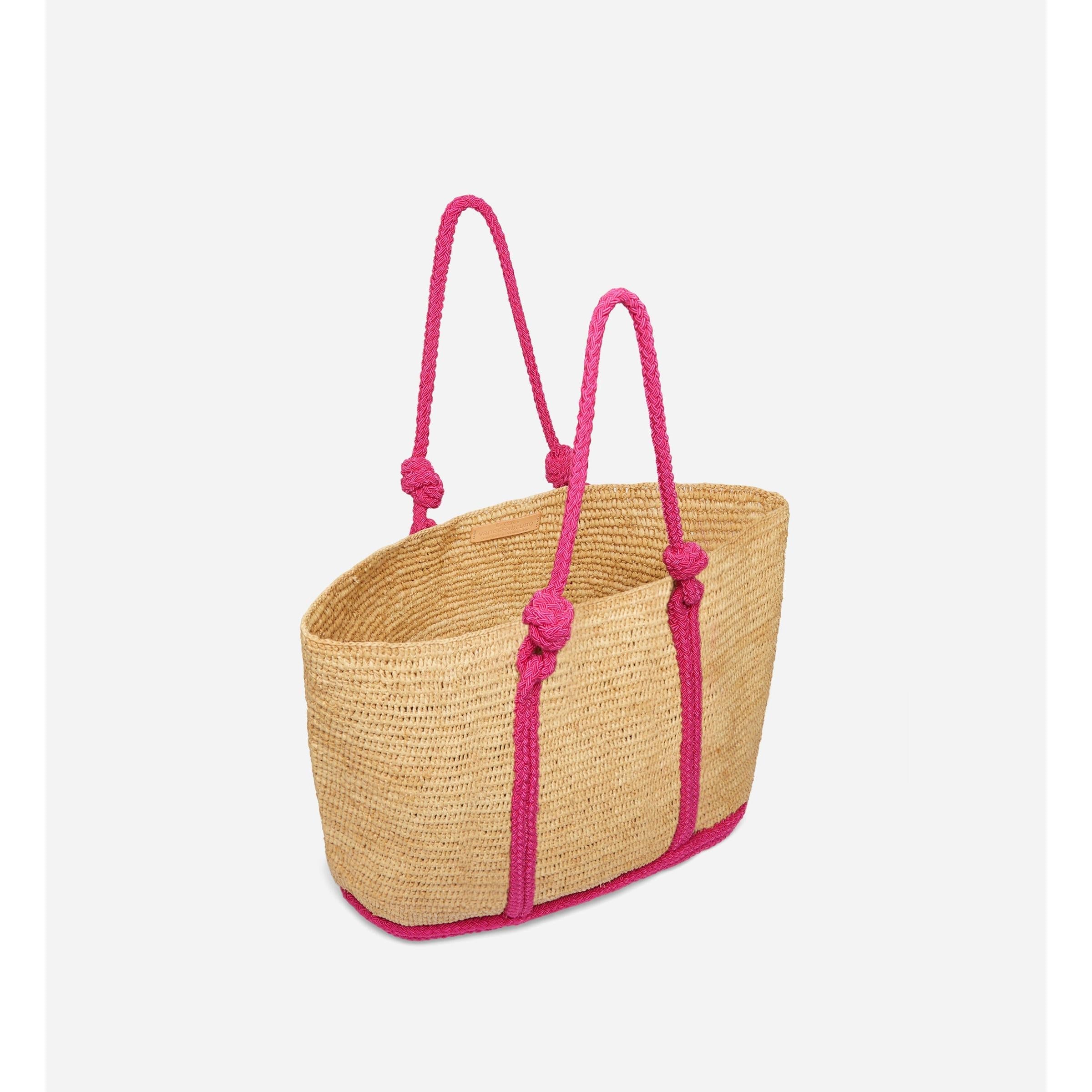 Bolso Cabas L de Rafia - Rosa