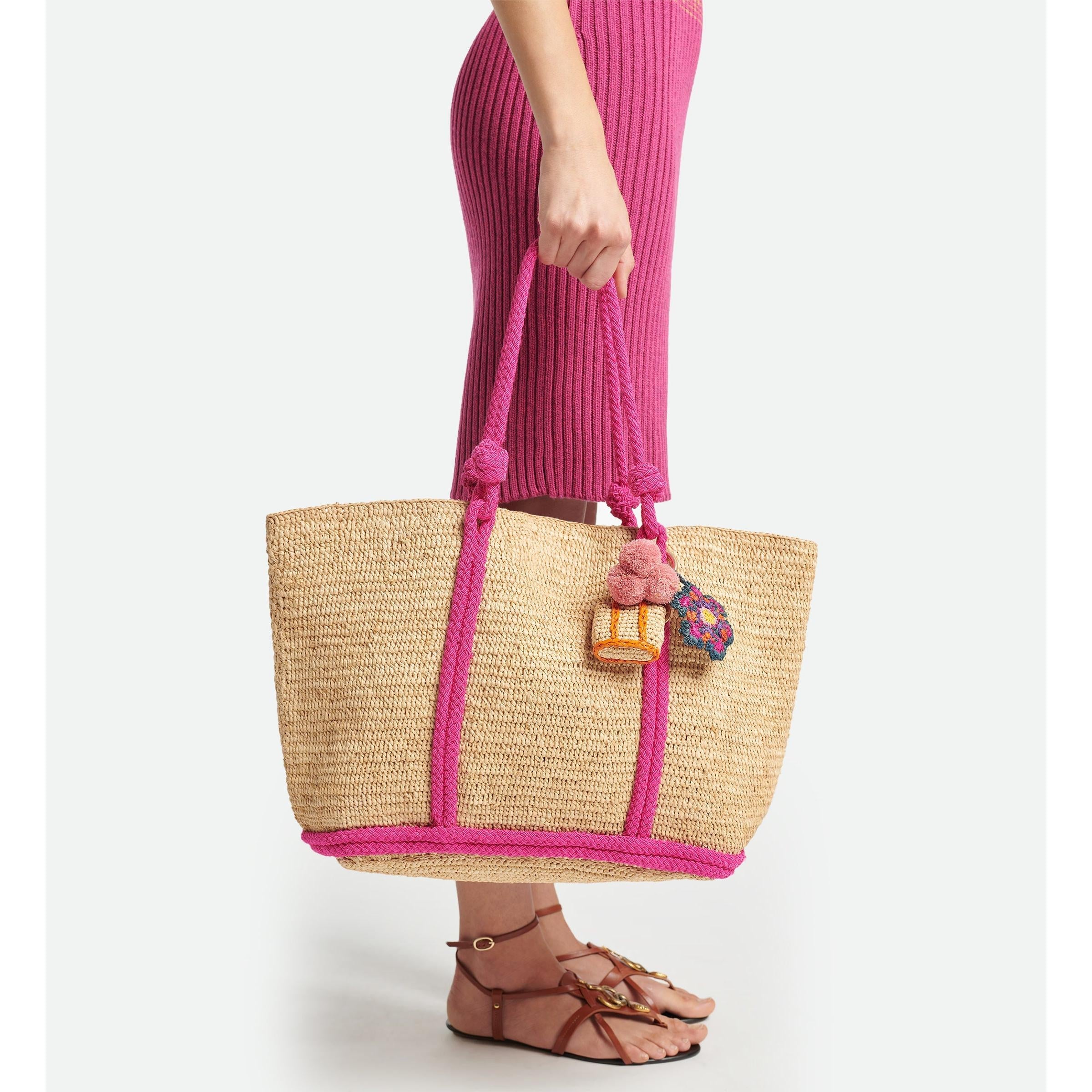 Bolso Cabas L de Rafia - Rosa