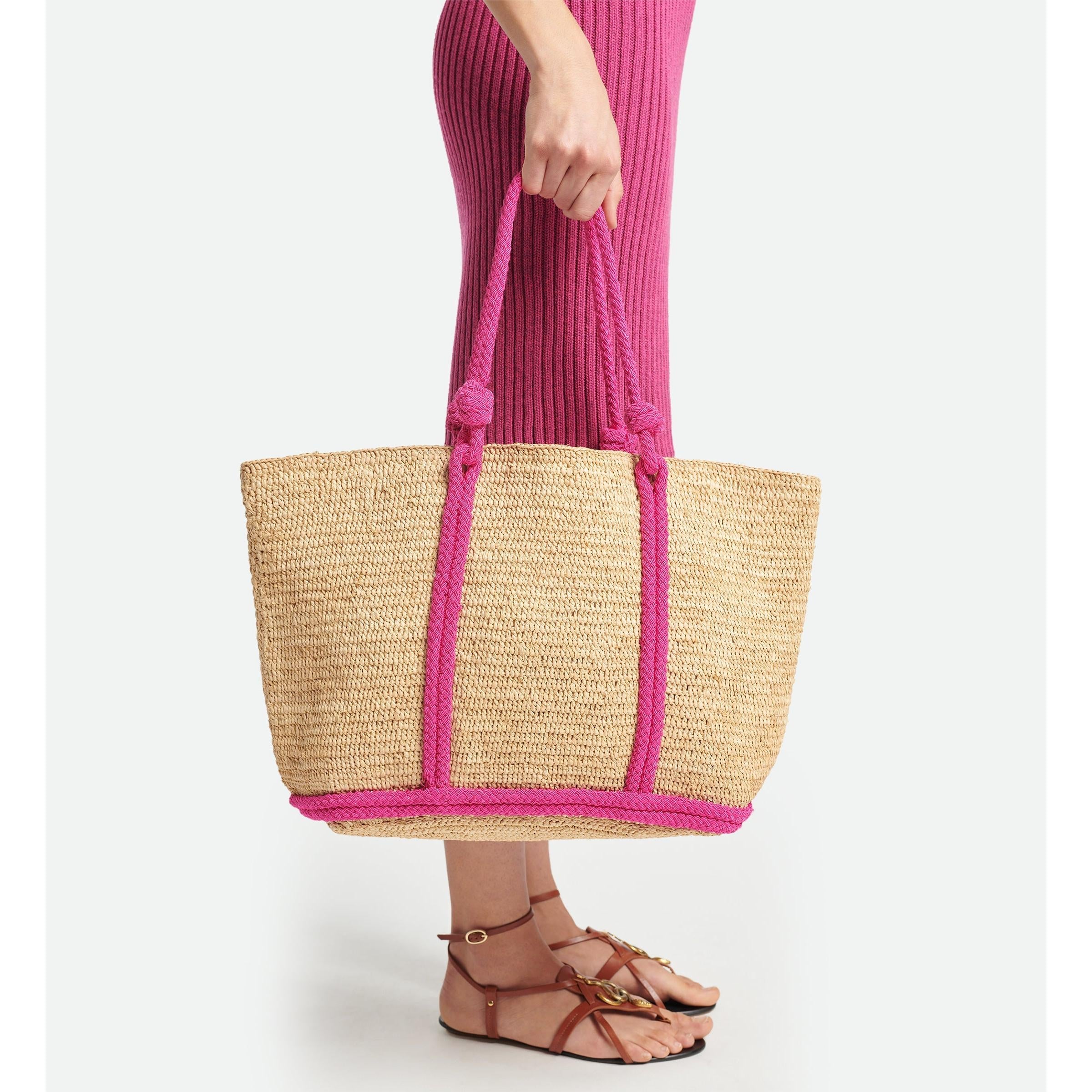 Bolso Cabas L de Rafia - Rosa
