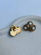Pendientes Vintage - Resina Dorada Y Perlas