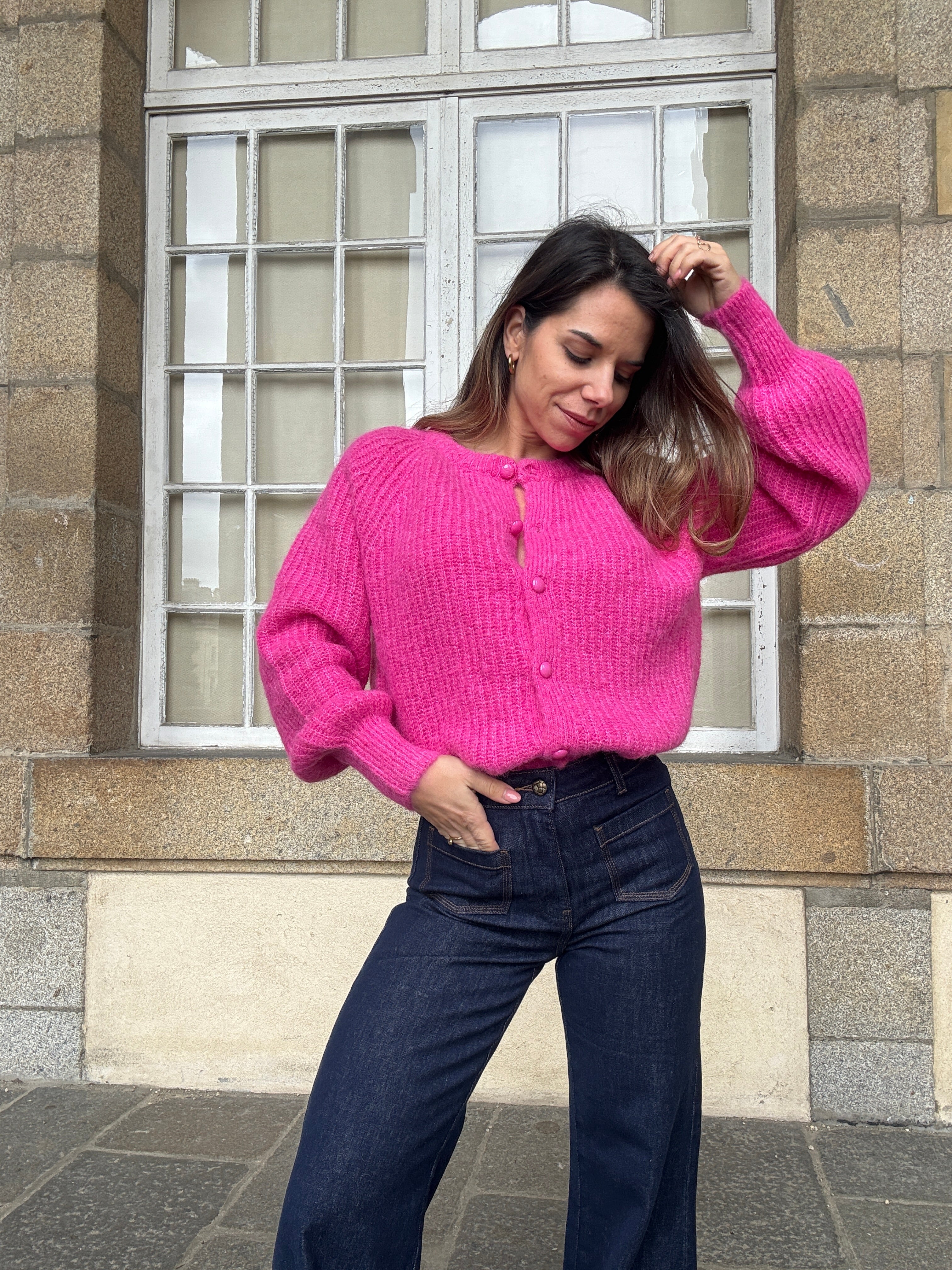 Irène fuchsia cardigan