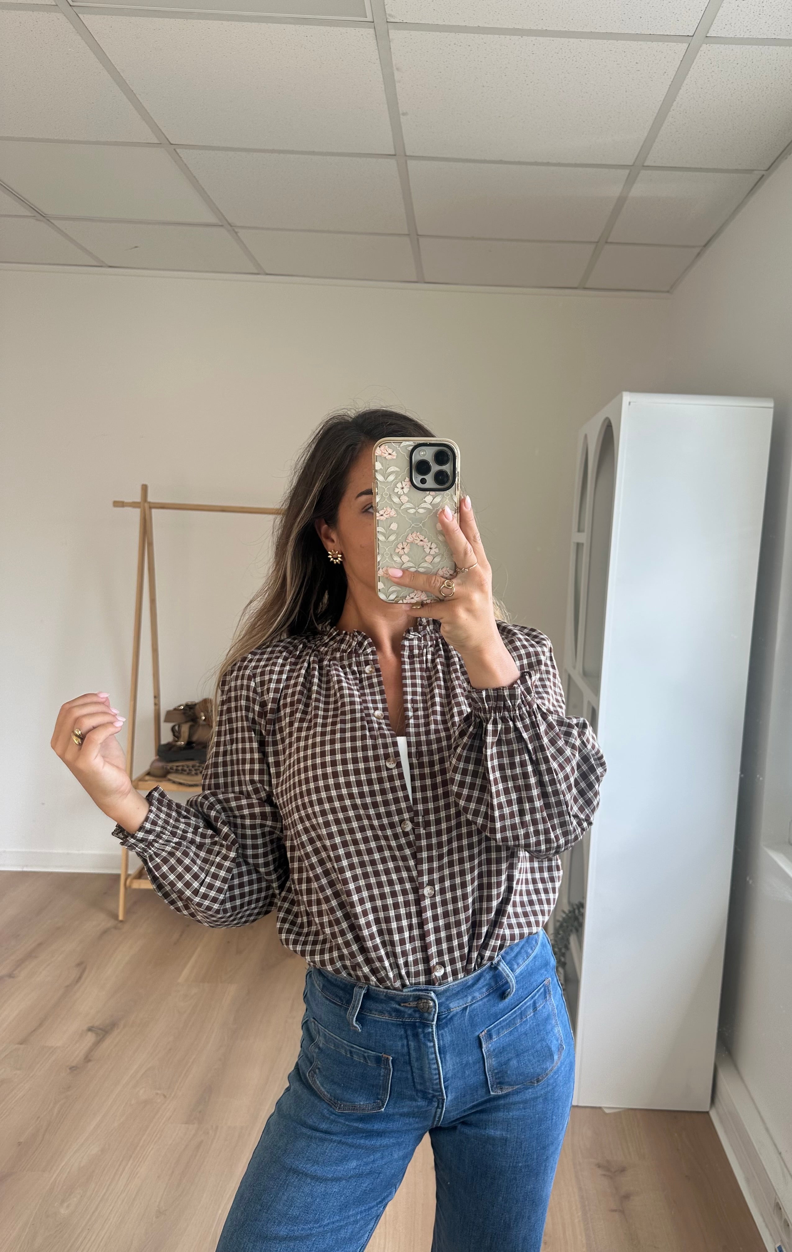 Sybille brown check blouse