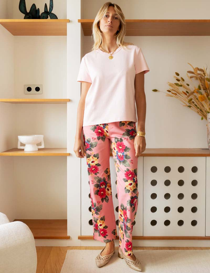 Rosa Geblümte Jeans Jony