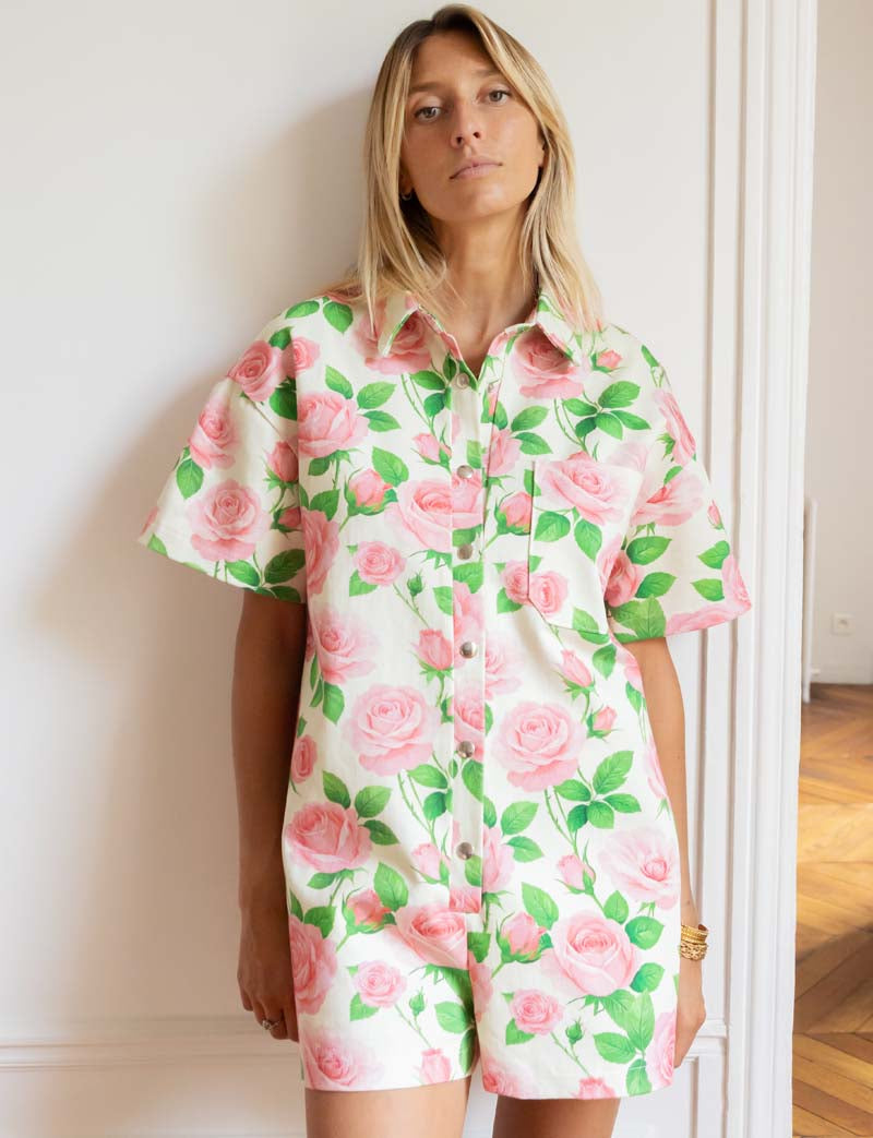 Jumpsuit Écrue & Fleurs Roses Laga