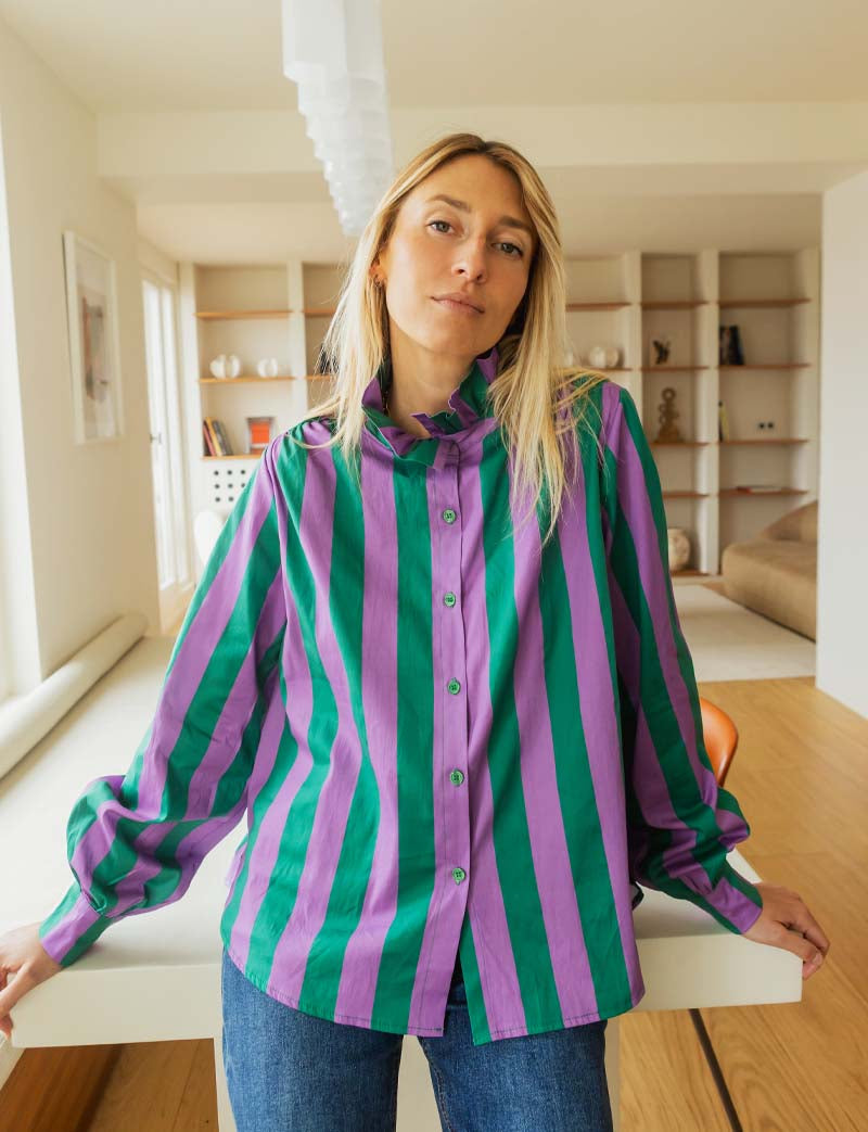 Camisa Morada & Verde Gustava