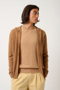 Zipped Hooded Cardigan - Neurre - Hazelnut