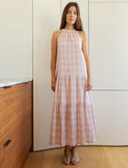 Kariertes Kleid Rosa Pampa