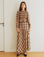 Palomy Pink & Olive Checked Blouse