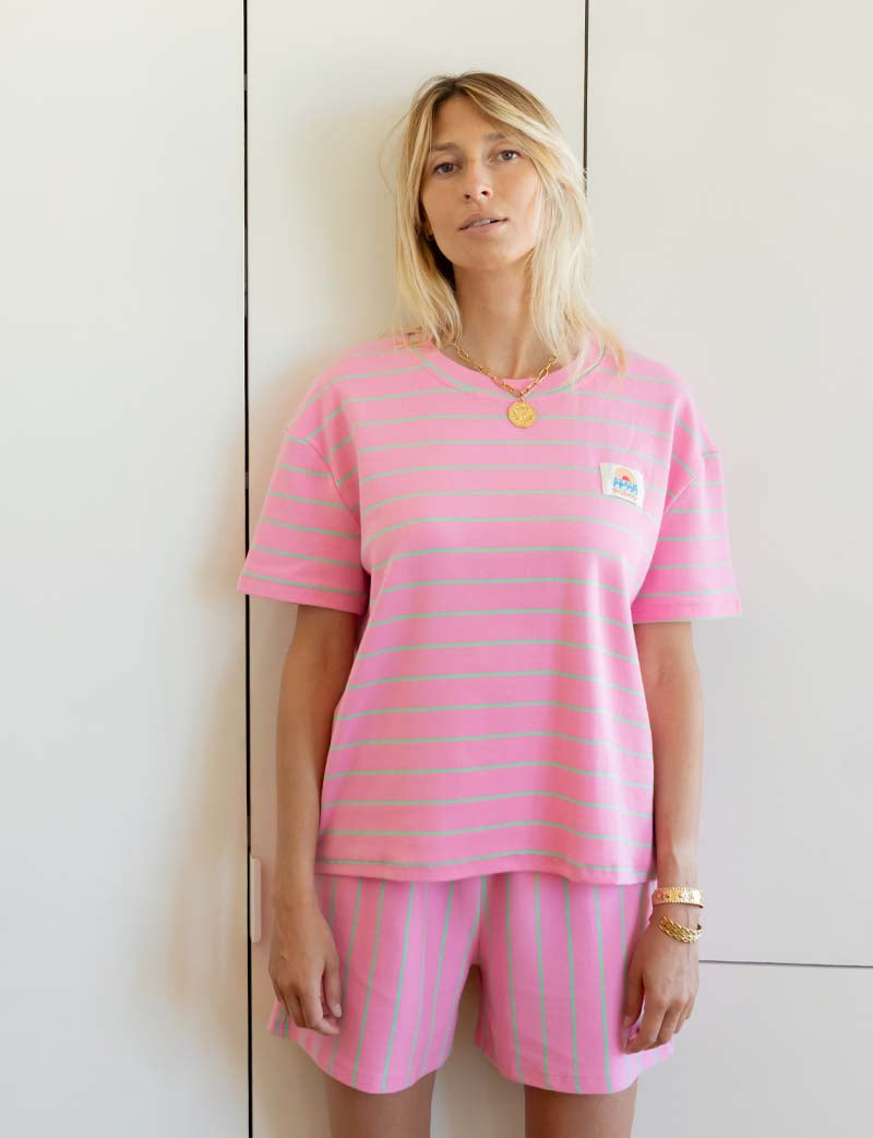 T-Shirt Rose & Vert Beach Vibes
