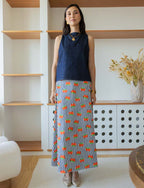 Gonna A Righe Blu Navy & Fragole Yvelle
