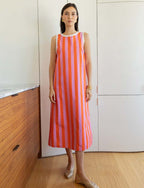 Kleid Mit Rosa & Orangenen Streifen Juana