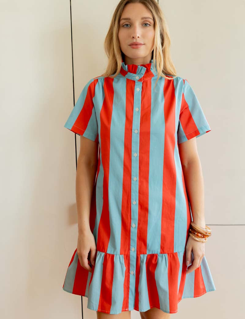 Kleid in Rot & Blau Sylvia