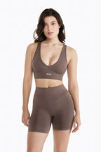 Crossed Back sports-bh - Mocha
