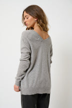 Pull Col V Devant Et Dos - Giegn - Nuage Chiné