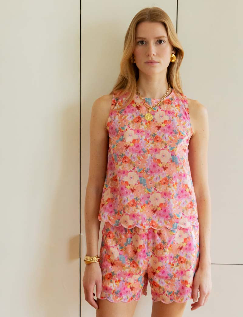 Rosa blommig topp Elan