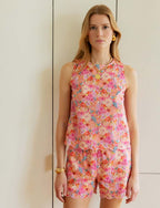 Rosa blommig topp Elan
