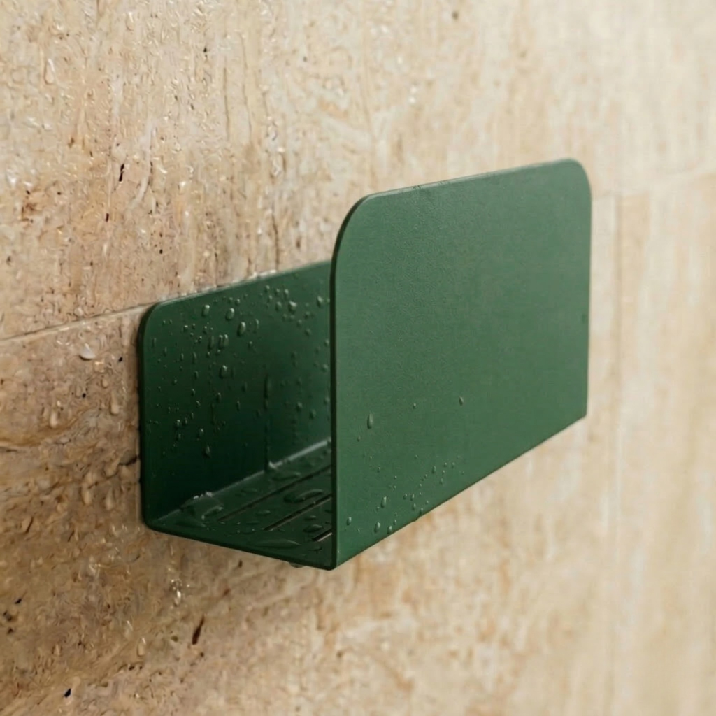 Estante de almacenamiento para ducha de pared - Acero plegado - Verde bosque mate